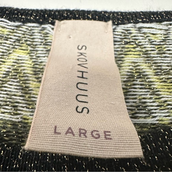 Danish brand Skovhuus sweater size large fair isle striped gold accents knit - Picture 2 of 11